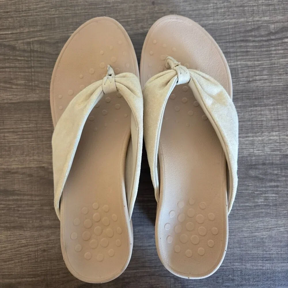 Vionic Arabella Metallic Wedge Sandals Champagne Size Womens 10 Comfort Orthotic